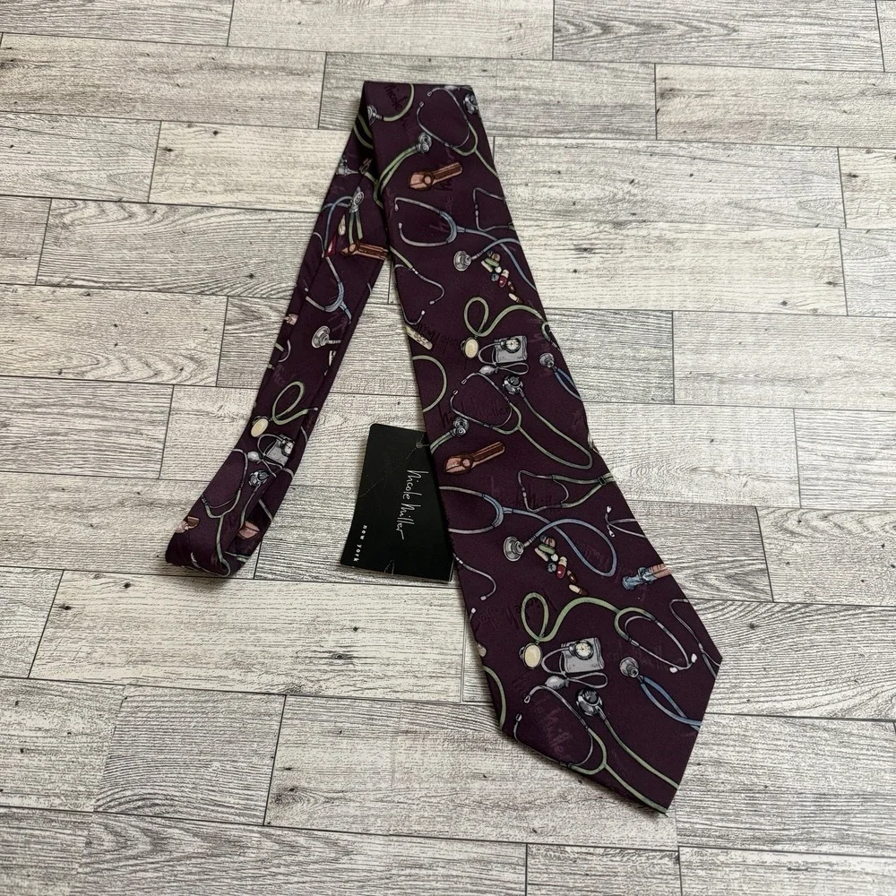 NEW Silk Vintage Nicole Miller‎ 1998 Doctor Medical Healthcare Medicine Neck Tie